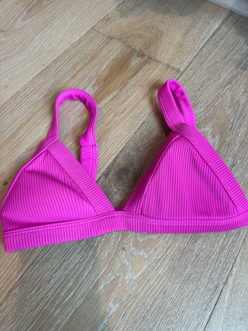 Women's Ribbed Triangle Bikini Top - Hot Pink